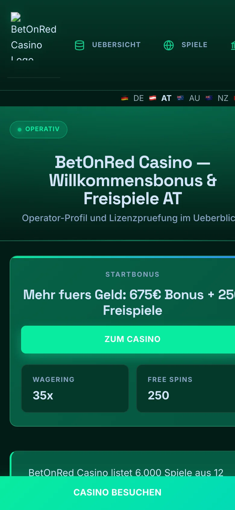 BetOnRed Casino mobile lobby screenshot