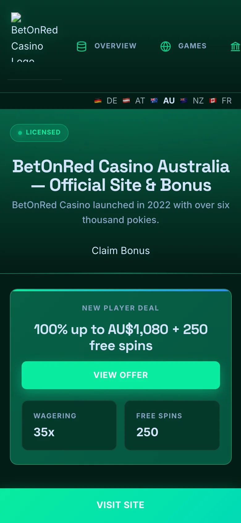 BetOnRed Casino mobile lobby screenshot