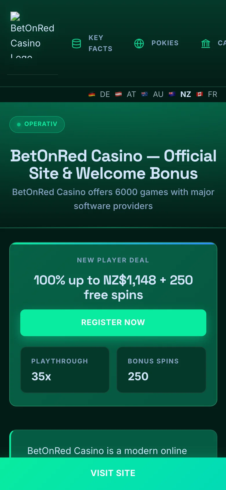 BetOnRed Casino mobile lobby screenshot